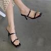 Мода Новые Летние Женские Сексуальные Босоножки на Каблуках Шлепанцы Женская Обувь Мода Женские Туфли Квадратный Носок Шпилька Шлепанцы Высокий Каблук Тапочки
