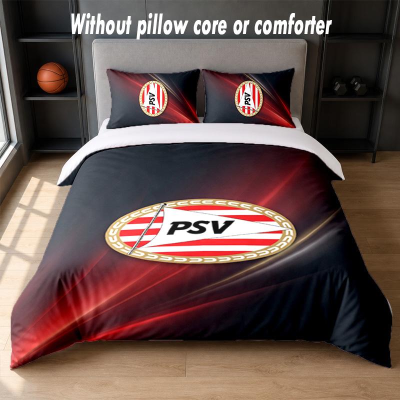 PSV Eindhoven FC Design Bed Bedding Set 1 Duvet Cover + 2 Pillowcases Soft Breathable Household Bed Linens