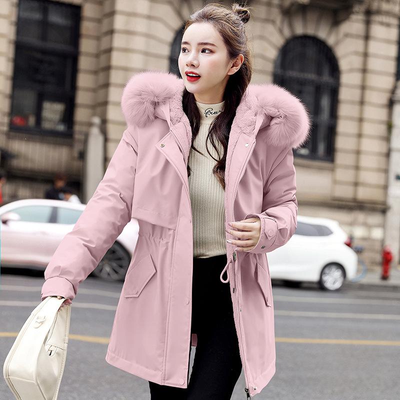 Pie overcomes the tide of medium and long velvet and thickened cotton-padded clothes for women's winter new warm loose coats and cotton-padded jackets