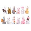 12pcs Miniature Rabbit Figurines Easter Bunny Ornaments Animal Sculpture Craft