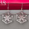 925 Sterling Silver Star Shaped Geometric Pendant Piercing Earrings Fashionable Wedding Jewelry