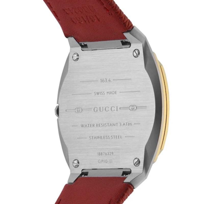 Gucci Часы 25H с золотым циферблатом и красным кожаным ремешком YA163415