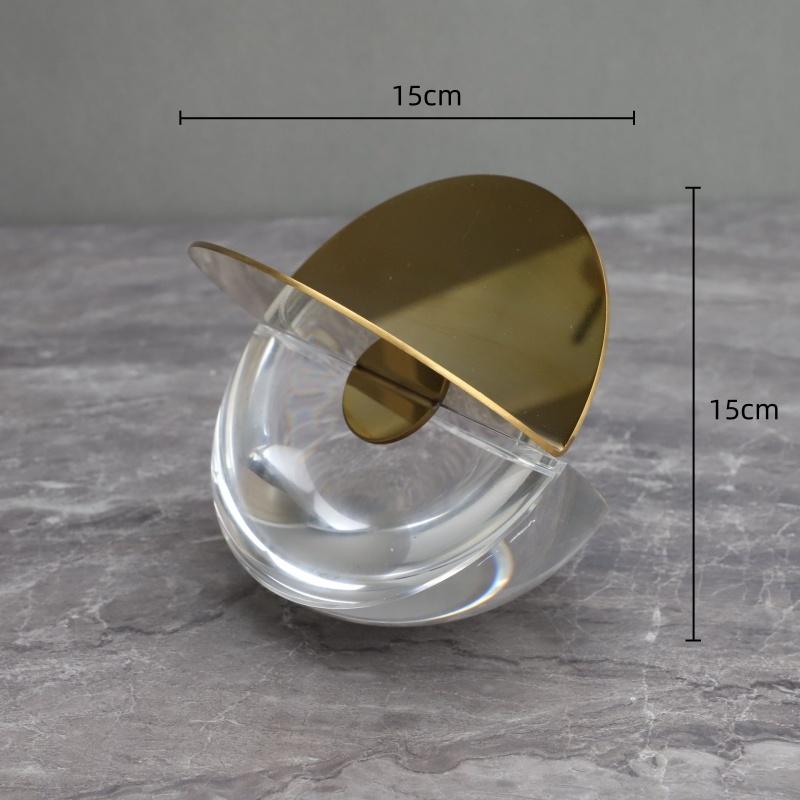 Geometric Crystal Marble Metal Decoration Metal Handicraft Hemicycle Decorative Figurines Home Decoration Accessories