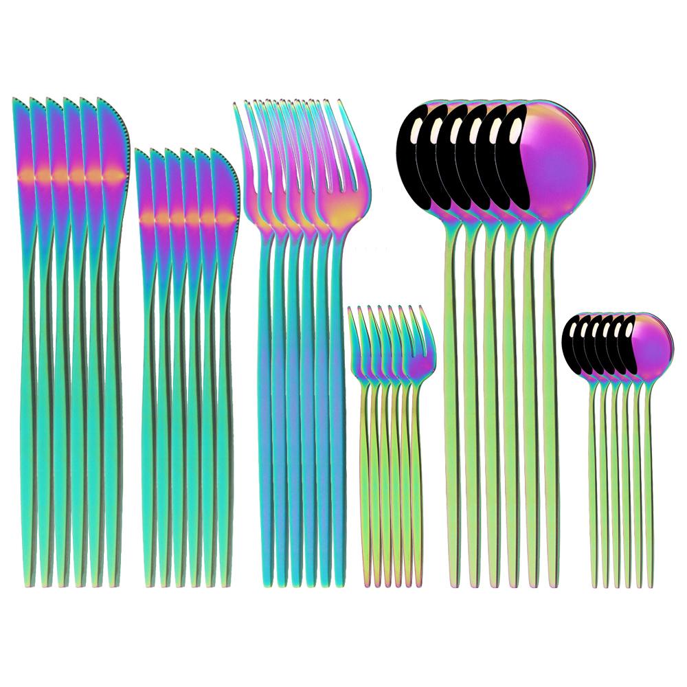 36 шт., набор столовой посуды из нержавеющей стали мятного золота, десертный нож, вилка для торта, кофейная ложка, набор столовых приборов, кухонная посуда, набор столового серебра