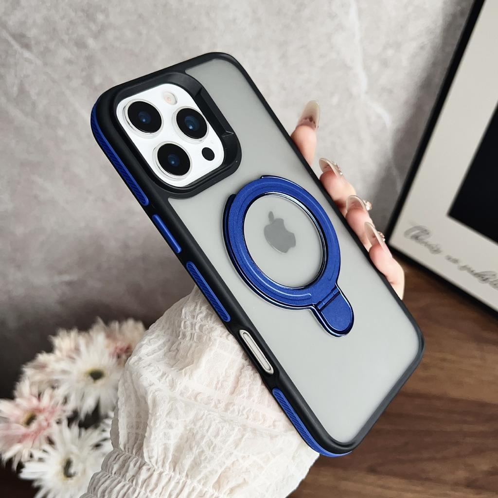 For IPhone16 Mobile Phone Case Magnetic Holder for Apple 15Promax Two-color Shield with Anti-slip Edges and Simple