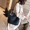 Сумки-ведра из искусственной кожи через плечо, большая вместимость, корейский стиль, сумка-тоут для женщин и девочек