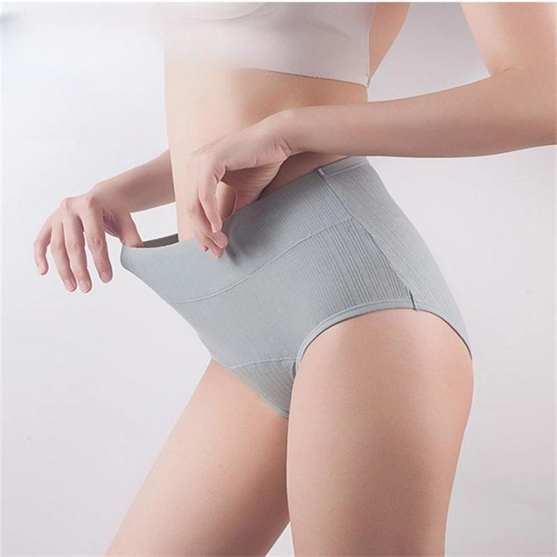 3Pcs Women's High Waist Briefs Panties Breathable Soft Fabric Underwear