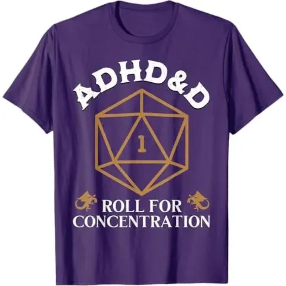 Винтажная футболка ADHD&D Roll for Concentration DnD для мужчин и женщин, RPG, геймерская графическая одежда, футболка со смешной надписью, блузки с коротким рукавом, подарок