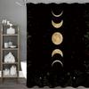 Moon Phase Starry Night Floral Shower Curtain, Bathroom Decorative Shower Curtain, Waterproof Shower Curtain with Hooks
