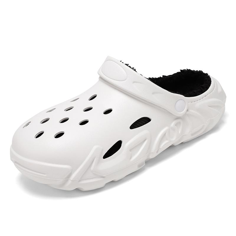 Модные Зимние Теплые Домашние Тапочки Мужские Водонепроницаемые Меховые Клоги Тапочки Садовые Тапочки Пушистые Плюшевые Тапочки Обувь для Спальни для Дома Улицы