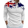 Polo Shirts Men Long Sleeve Fashion Mizi Pattern Print New Men's Polo Shirt Long Sleeve Zipper T-shirt Top