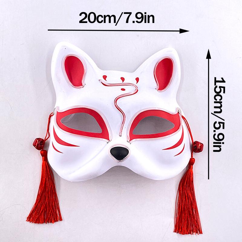 Luminous Led Mask Japanese Fox Mask Rave Costume Anime Half Face Cat Mask Festival Party Corner