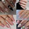 24pcs Detachable Fake Nials Press On Nails Diy Long Almond False Nails French Flowers