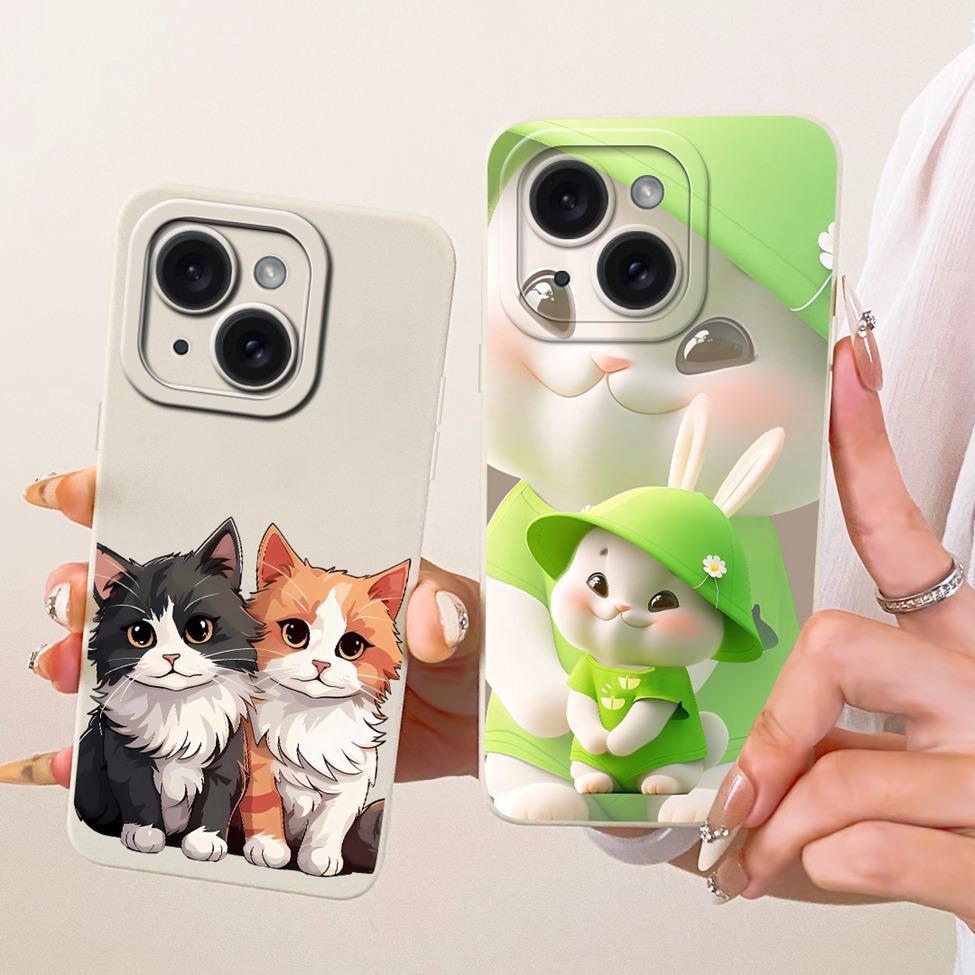 6.1'' Casing For iPhone 15 Case Fashion Cartoon Cute Funny Painted Silicone Phone Cover A3090 A2846 A3089 A3092