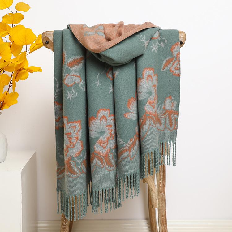 2024 Autumn And Winter New Thickened And Extended Cashmere Scarf Versatile Women'S Warm Neck Protection Scarf Double Sided Scarf Shawl