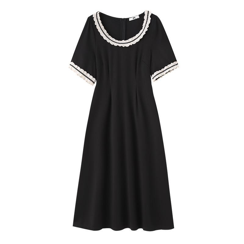 This Summer's New Plus-size Women's Lace Collar Short-sleeved Dress Makes You Look Slimmer