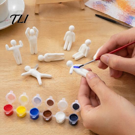 Cute Desk Accessory 8Pcs Paintable Blank 3D Printed Chameleon Figurines, DIY Unpainted White Painting Art Toy Model Kit with Brushes, Customizable