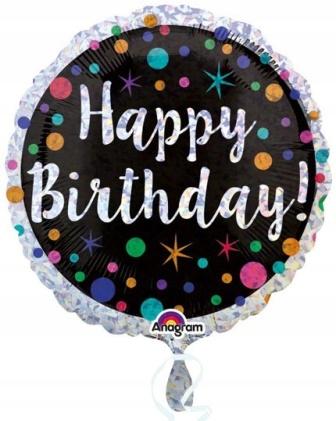 Happy Birthday Foil Balloon Dots Birthday 45cm
