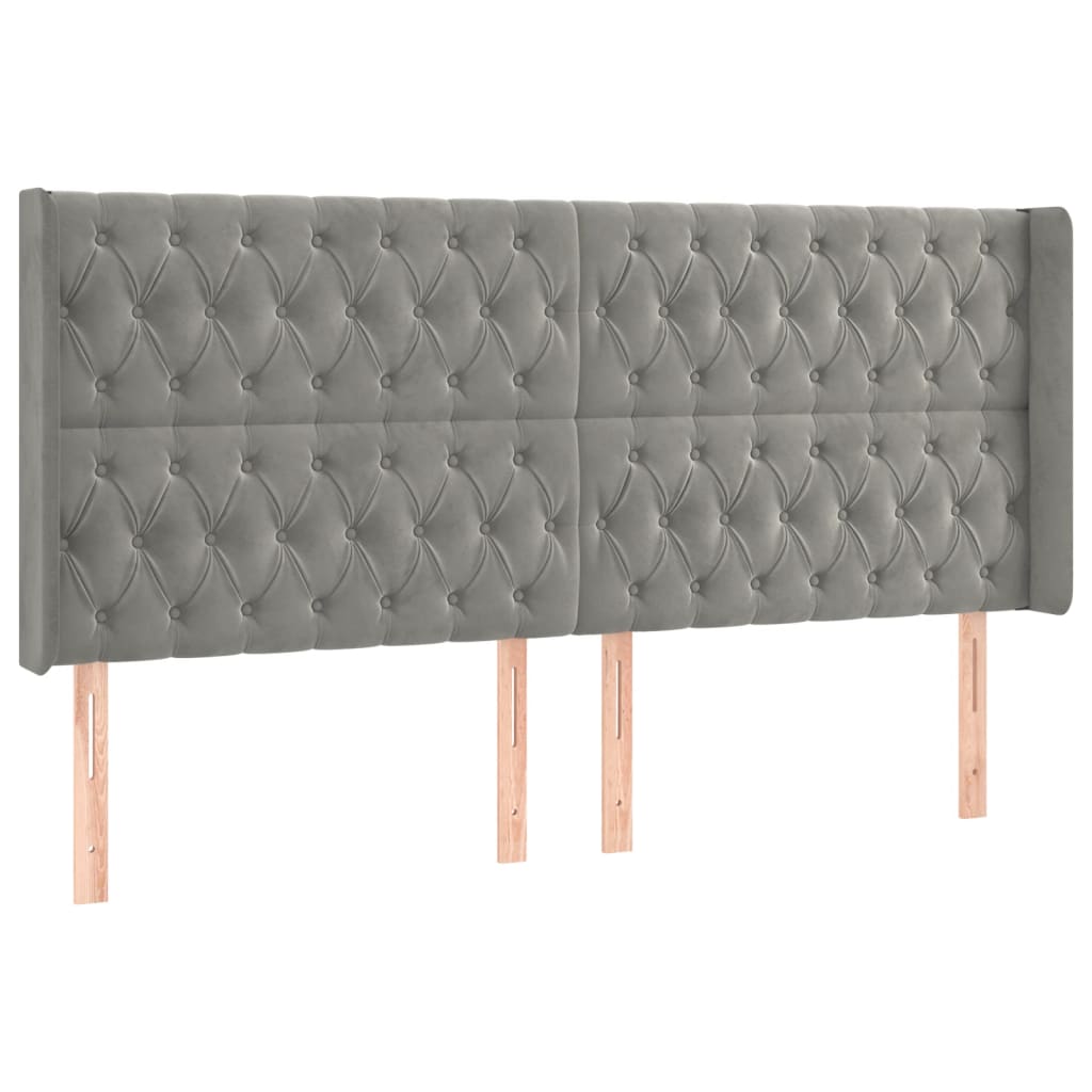 Headboard with Wingback in Light Grey 183 x 16 x 118 128 cm Velvet