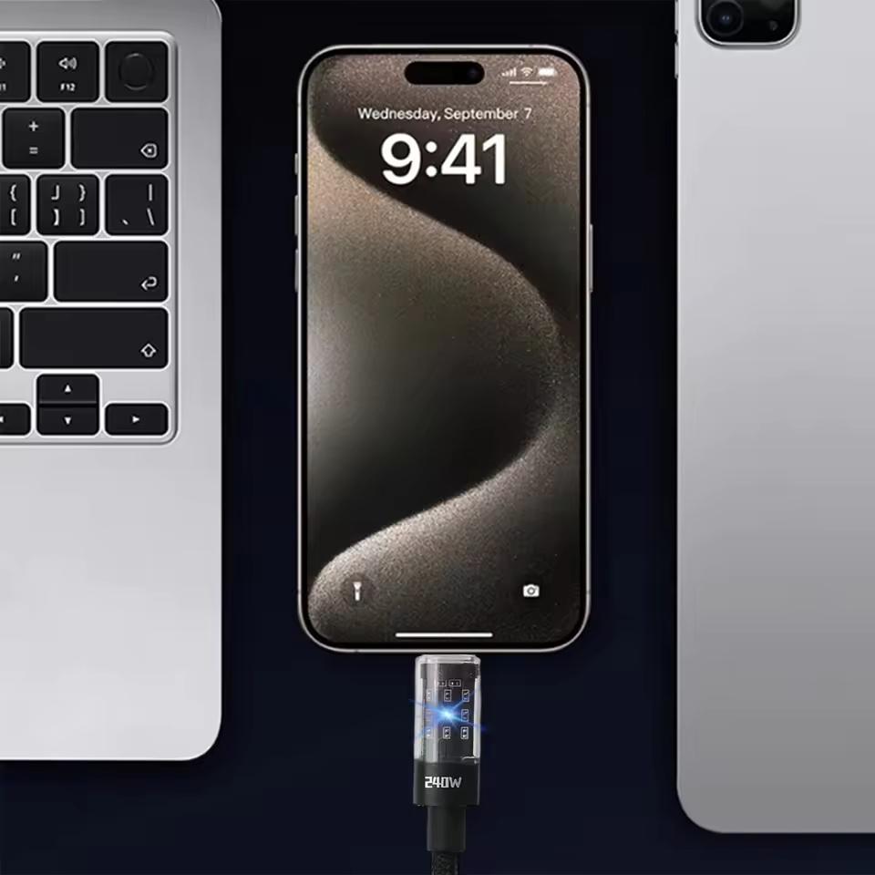 240 Вт Нейлоновый USB Type-C Кабель Супер Быстрой Зарядки Для Samsung Xiaomi Huawei Honor Светодиодный Цифровой Дисплей USB C Зарядное Устройство Кабель для Передачи Данных