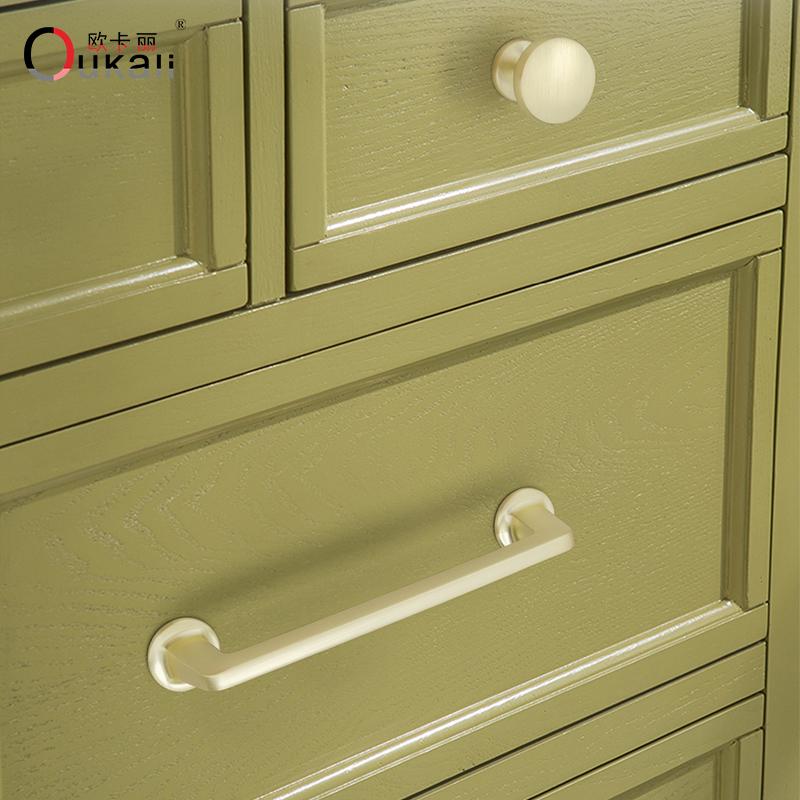 Oukali Modern Luxury Furniture Cabinet Handle Kitchen Drawer Zinc Alloy Brushed Copper Wardrobe Pull Knob Handles