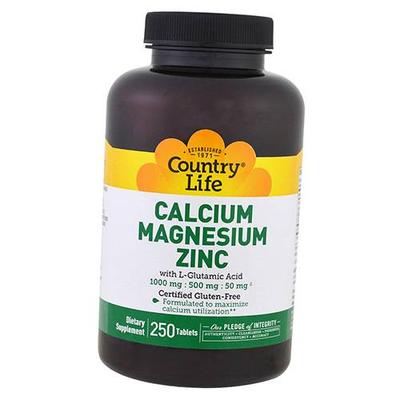 Кальций Магний Цинк и Глютамин, Calcium Magnesium Zinc, 250таб (36124004)