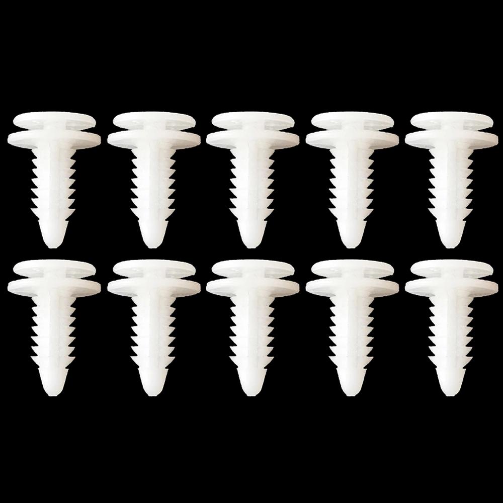 10 шт. новых зажимов для обшивки двери, белый нейлон, фиксатор изоляции, бампер, крыло, заклепки, зажимы 6503709 для Chrysler Dodge