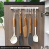 Punch-Free Wall-Mounted Kitchen Spatula Rack with Sliding Hooks