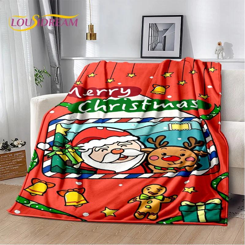 Merry Christmas Tree Santa Claus Gift Plush Blanket,Flannel Blanket Throw Blanket for Living Room Bedroom Bed Sofa Picnic Hiking