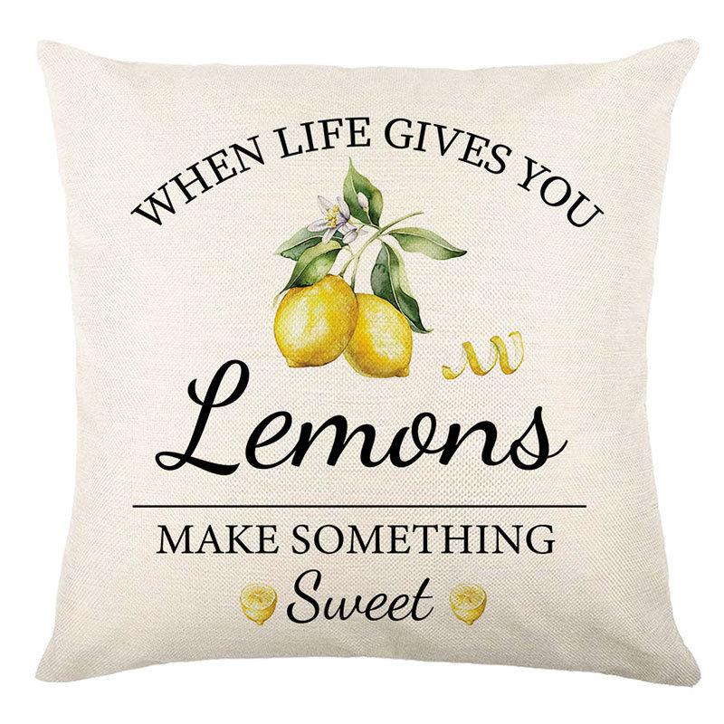 Pillow Cover Nordic Ins Pillow Summer Yellow Lemon Square Print Pillow Cover Cushion