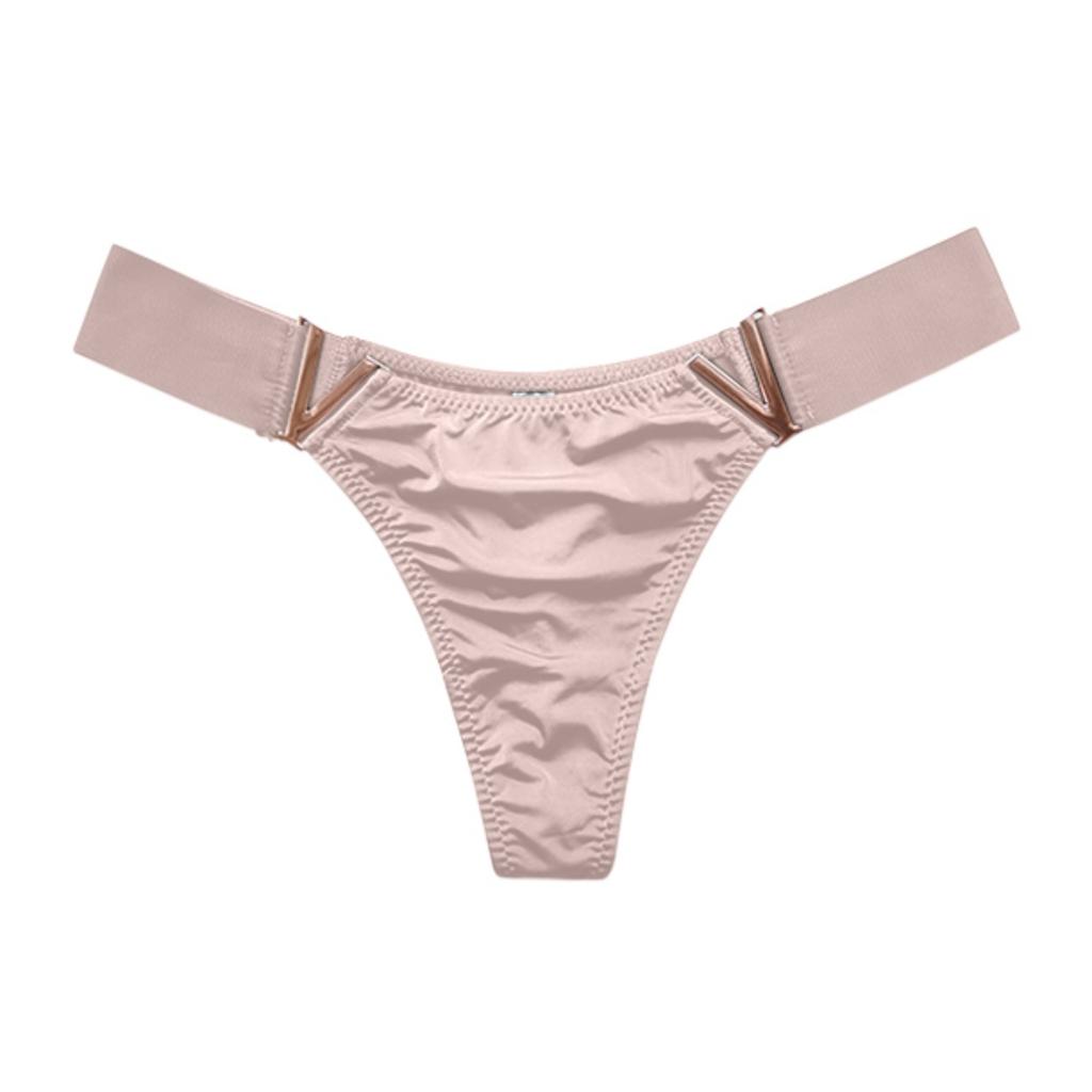 Women Sports Thongs Fashion Sexy V-Shaped Metal Decor Underwear Hip Lifting Panties Low Waist Briefs Breathable Panties Bikini Underpants