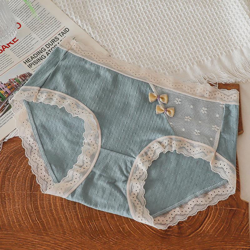 Женское нижнее белье, антибактериальные дышащие тонкие бесшовные милые кружевные треугольные шорты с промежностью из чистого хлопка для девочек