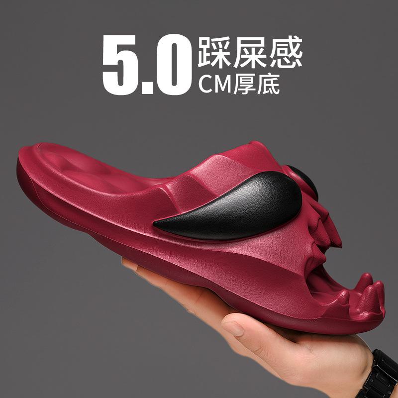 Новые персонализированные мужские тапочки с черепом 2024 года, летние шлепанцы для активного отдыха на толстой подошве, нескользящие женские сандалии для отдыха на пляже