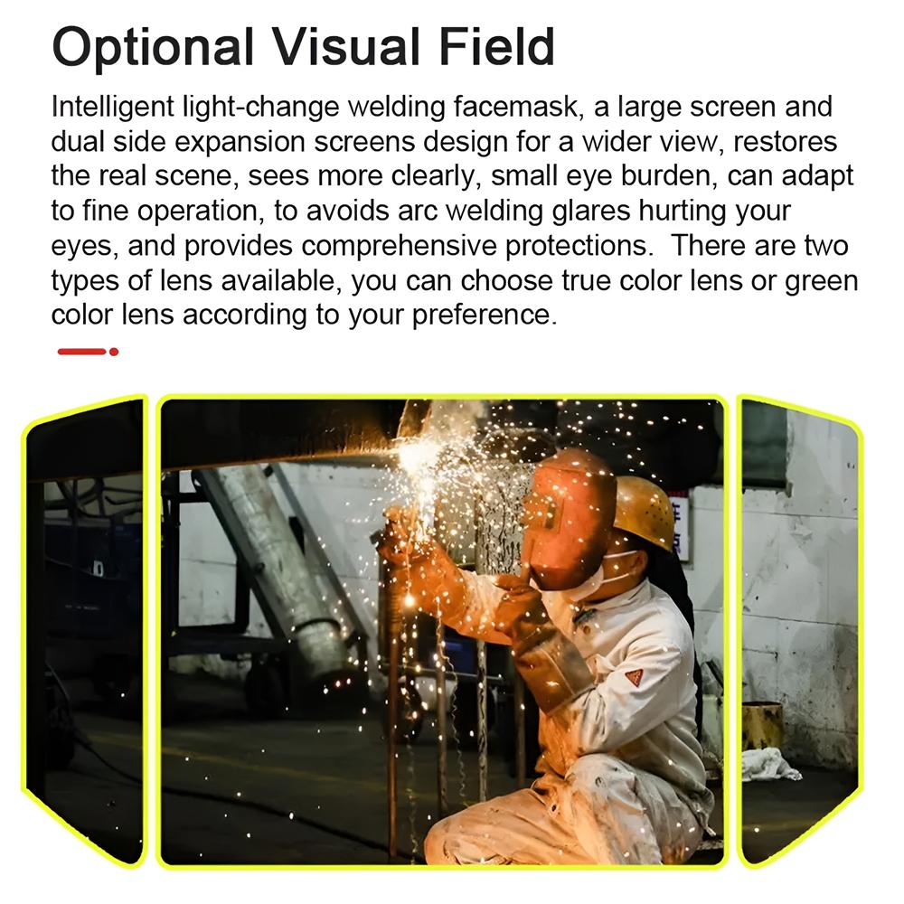 PP Welding Facemask Auto Dimming Welding Helmet Cap Professional Large View Welding Head Mounted Face Protective for Industrial