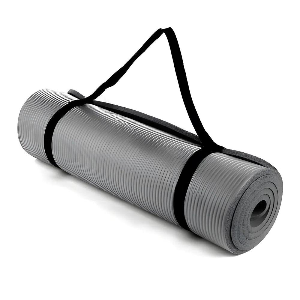 NEEDIVYOU Extra Thick Non-Slip Yoga Mat – 61x181 Cm, Grey, with Carrying Strap