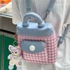 Рюкзаки в клетку Harajuku для женщин, милые, элегантные, в стиле преппи, с карманами, с жесткой ручкой, мини-рюкзак, эстетичный