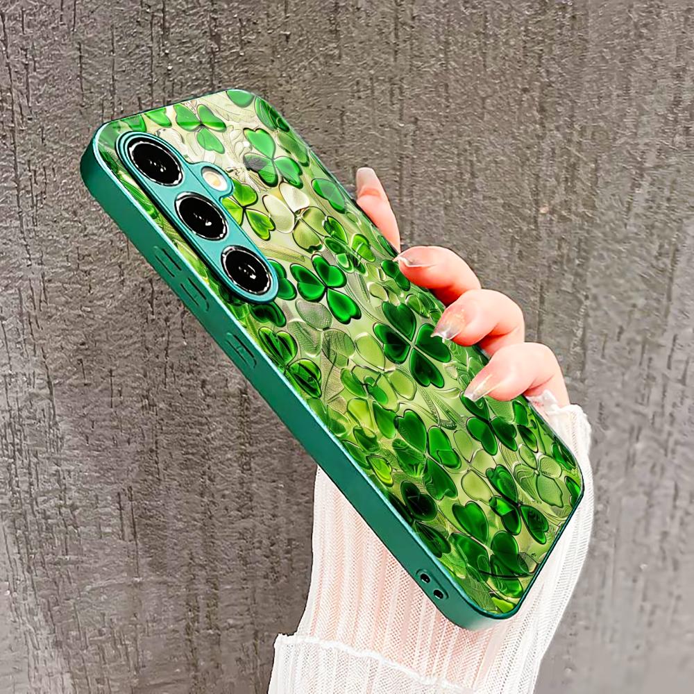 Кристальное качество Чехол-четырехлистник Чехол из стекла для Samsung Galaxy S26 S25 S24 S23 S22 FE Ultra Plus Изысканный
