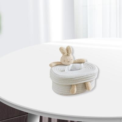 Чехол для коробки с салфетками для лица из хлопковой веревки 21x15x10 см, многоцелевой декоративный аксессуар для прикроватного столика
