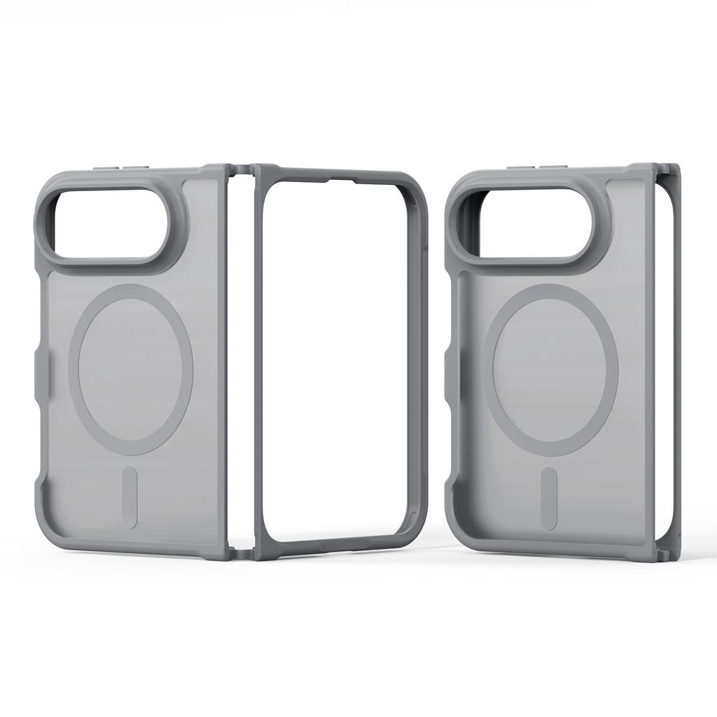 Business Translucent Matte with Ring Stand Magnetic Wireless Charger Phone Cover for IPhone Duo Shockproof Anti Scratch PC Hard Protective Cover