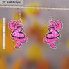 2D Flat Pink Ribbon and Heart Pattern Acrylic Dangle Earrings Women's Breast Cancer Awareness Earrings Women's Jewelry