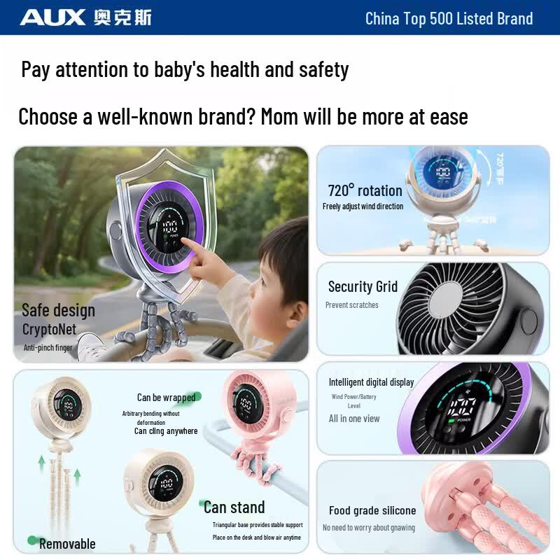 AUX Mini Octopus Foldable Portable Fan