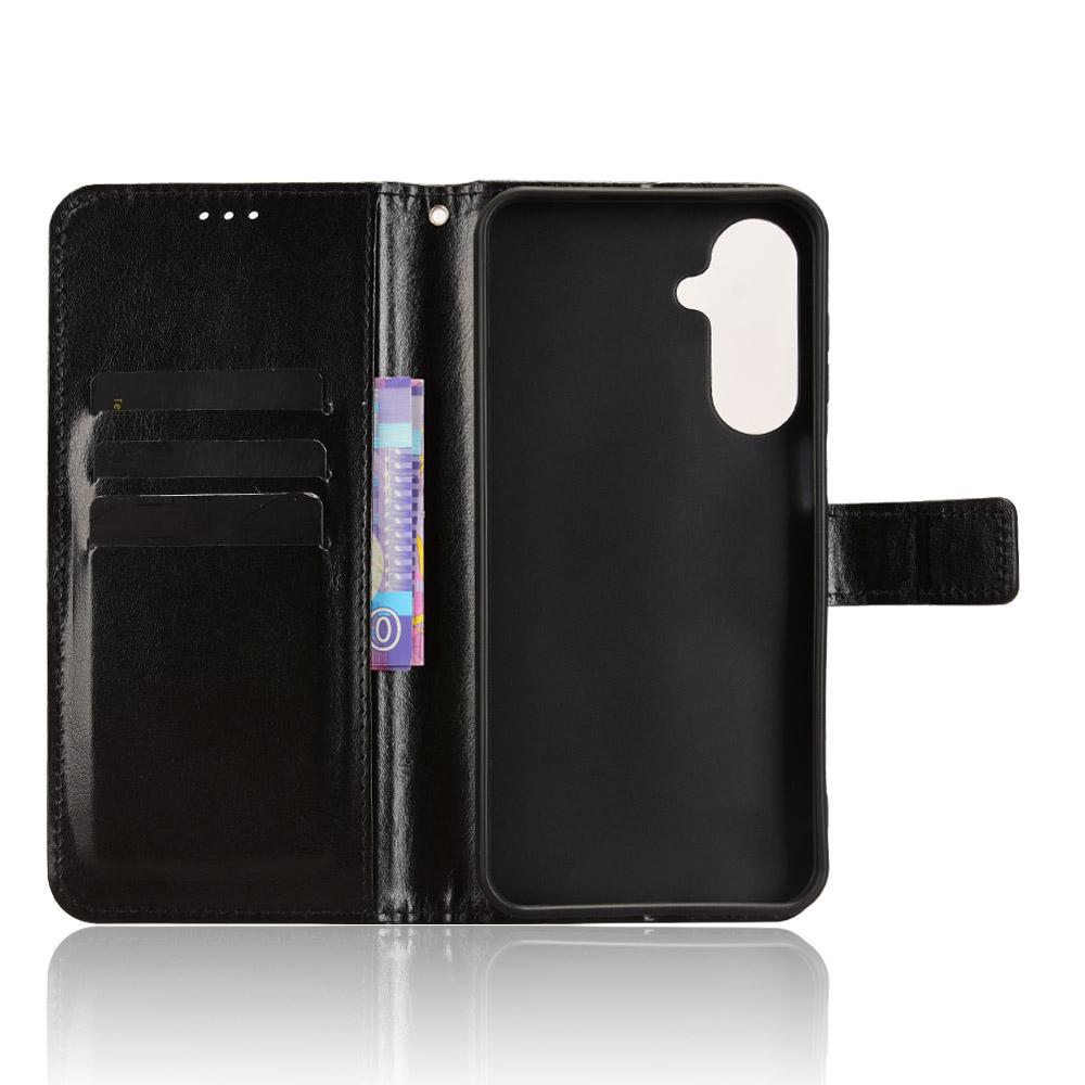 For Samsung Galaxy M36 5G PU Leather Case with Strap Crazy Horse Texture Phone Wallet Cover