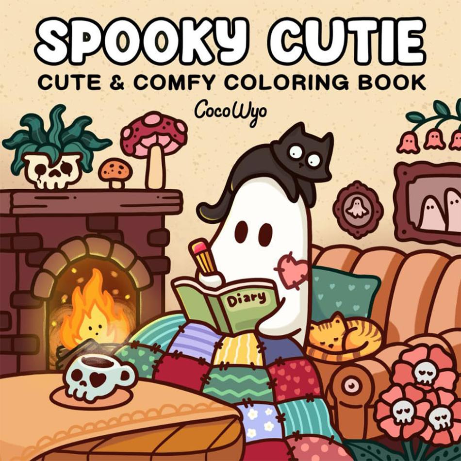 Раскраска на Хэллоуин для взрослых и подростков COZY FRIENDS с милыми жутковатыми существами для хэллоуинских подарков