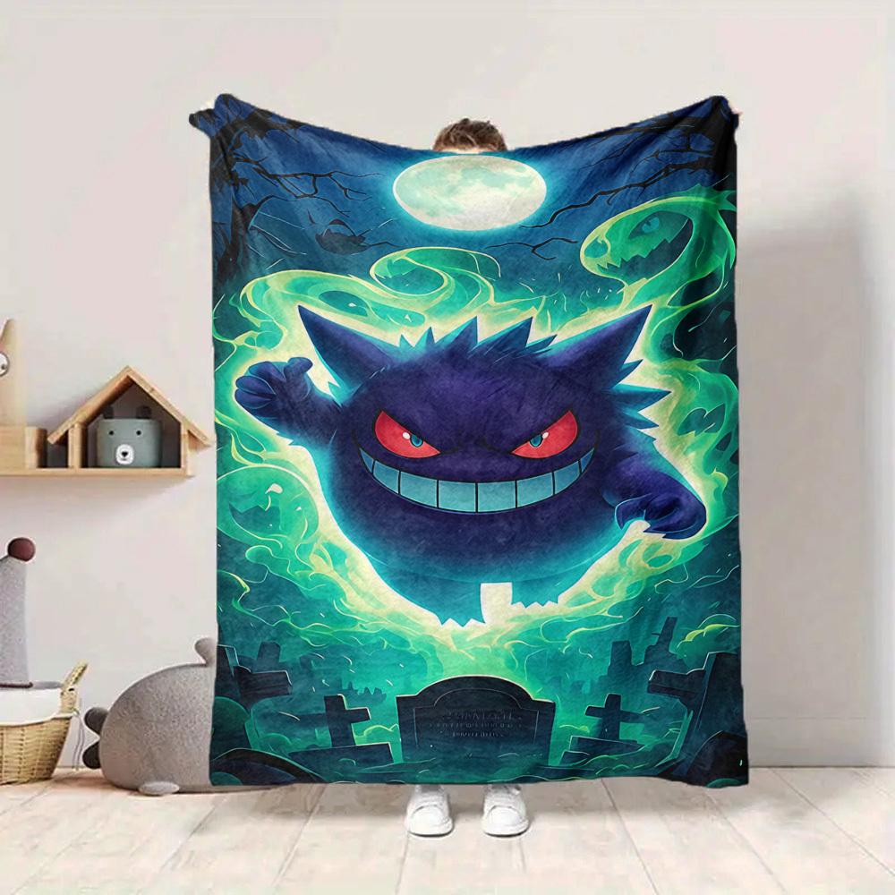 1pc Ghostly Pokémon Blanket Soft All Season Throw with Vibrant Design, Perfect for Home, Travel, and Gifts, Ideal for Naps and Camping