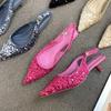 Baotou Sandals Fairy Shoes Spring Pointed Sequins Backstrap High Heel Versatile Women'S Sandals