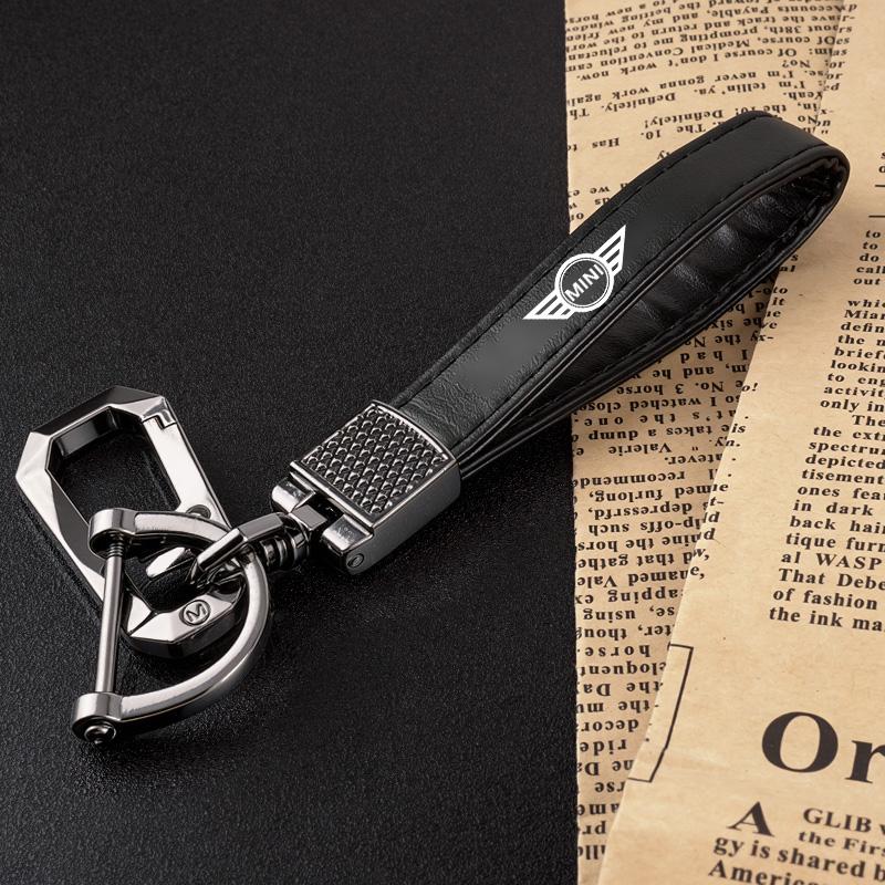 Metal Leather Keychain Key Chain Ring Key Holder Auto Accessories For BMW MINI Cooper One S Countryman Clubman JCW Works R50 R55 pwaxk99
