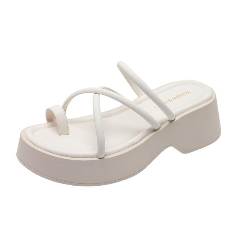 Fashion Hot Selling Silver Wedges Slippers Women Platform High Heels Summer Ladies Sandals 2025 New Belt Cross Shoes Zapatillas Mujer