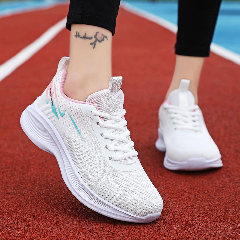 Women Sports Shoes New Breathable Casual Women's Shoes Lightweight Concise Soft Running Shoes Lace Up Large Size Women Sneakers