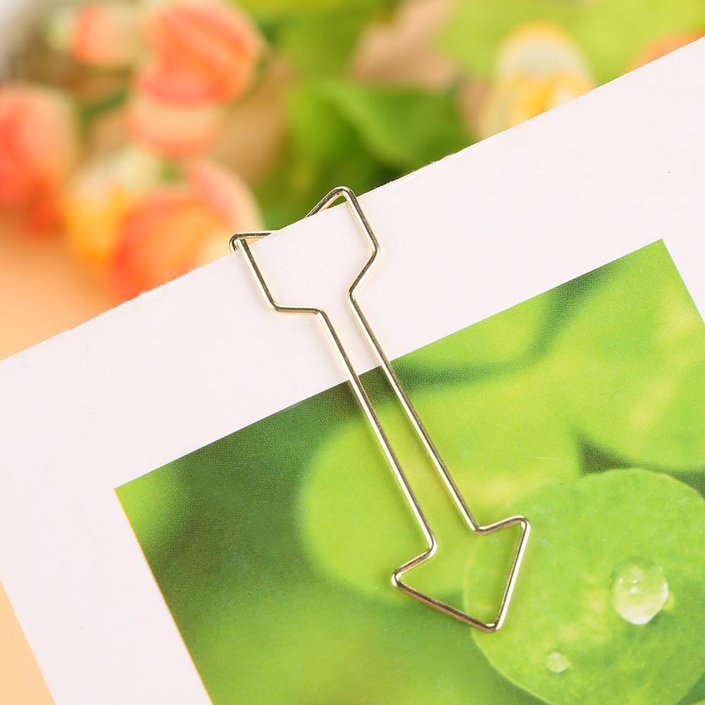 12pcs Gold Electroplating Metal Arrow Shaped Paper Clip Funny Stationery Bookmark Marking Clip