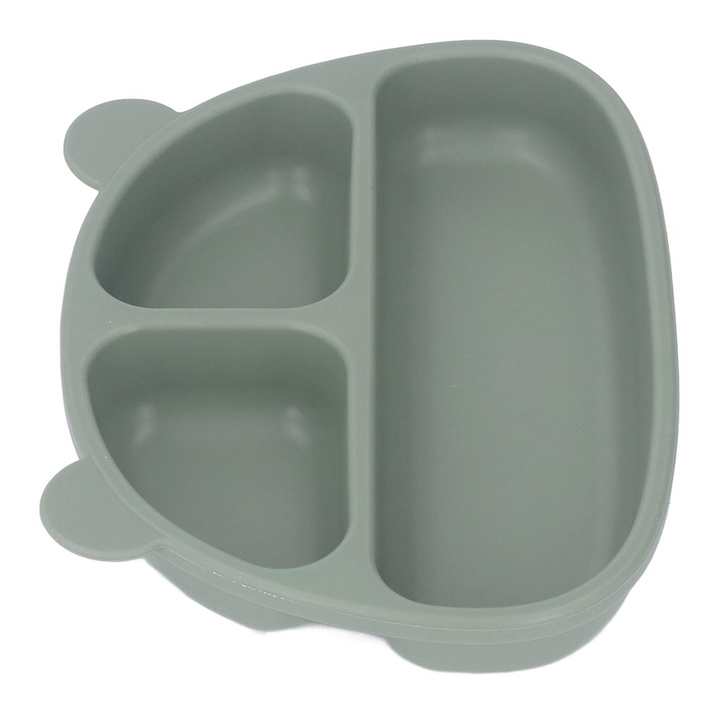 Toddler Soft Silicone Plate Home Dining Room Cute Cartoon Bear Shaped Baby Suction Plate for Snacks